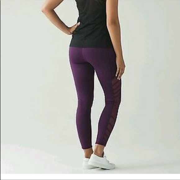 LULULEMON deep purple mesh side panel crop pant - Picture 2 of 6